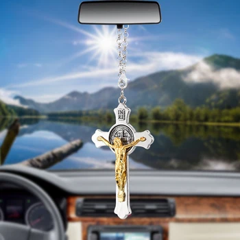  Auto Prívesok Ježiš Kríž, Kríž Ozdobné Prívesky Spätné Zrkadlo Závesné Dekorácie Auto Dekor Autá Príslušenstvo Styling Dary