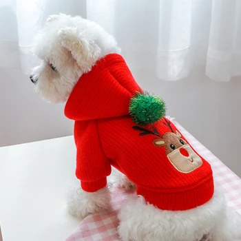  Vianoce Psa Bunda, Kabát Žena Dievča Teplé Svetre Šaty Cute Sobov Vzor Kostým Pre Malé A Stredné Psy Pet Oblečenie