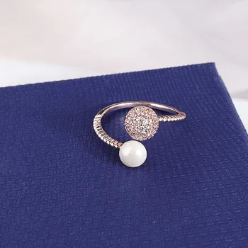  Nový Roztomilý Elegantné Simulované Pearl Geometrické Prstene Pre Ženy Študent Módne Jednoduché Crystal Luxusné Šperky Strany