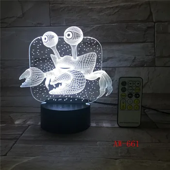  3D USB Detí Posteli Spať Led Dekorácie Tvorivé Nočné Svetlo 7 Farieb Visual Krab Stolové Lampy, Svietidlá AW-661