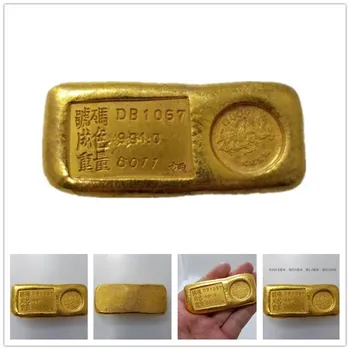  Čína Starožitné Remesiel Rotundity Zlatý Bar Zlatých Prútov Ingot Rodiny Dekorácie Kovové Remeselné Zbierky 1/ks