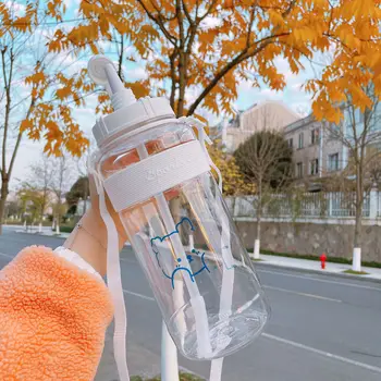  Cartoon Fľaša na Vodu kórejská Verzia Poháre študentky Roztomilý Jednoduché Plastové Poháre Vody Pád-dôkaz Veľká-kapacita Fliaš Vody