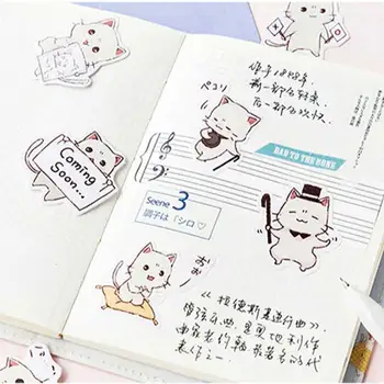  45 ks/box Japonský Cute Cat Nálepky Denník Dekorácie Papier Kawaii Nálepky Stacionárne Scrapbooking Plánovač Stick Štítok