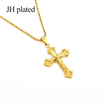  JHplated 2019 Nové Módne Zlatá Farba Cross Prívesok Náhrdelníky Reťazca Pre Ženy/Mužov Kríž Kresťanstva Ježiš z Nazareta