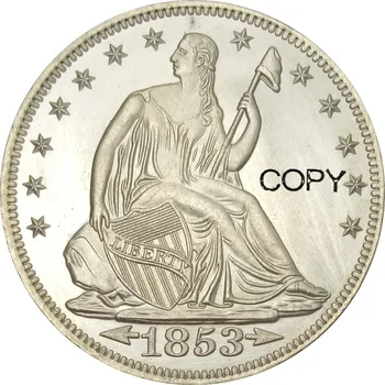  Spojené Štáty Slobody Sedieť Pol Dolárov 1853 90% striebra Č Motto Nad Eagle šípky na Dátum lúče Okolo Eagle Kópiu Mince
