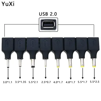  USB 2.0 Žena na DC Mužskej Energie Plug Konvertor 2.5*0.7 3.0*1.1 3.5*1.35 4.0*1.7 4.8*1.7 5.5*1.7 5.5*2.1 MM DC Jack Adaptér