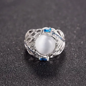  Vintage Duté Prírodné Opal Cat Eye Krúžky Pierko Veľký Kameň Prstene pre Ženy Módne Šperky
