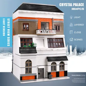  Plesne Kráľ Stavebné Bloky MOC streetview svetlo AMSTERDAM Crystal Palace Model stanovuje Tehly Deti Vzdelávacie Hračky DIY Dary