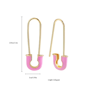  Nové Neónové Farby skloviny Bezpečnosti Pin Tvar Drop Náušnice Pre Ženy dvojité Piercing Huggies Reťazca Náušnice Vyhlásenie Šperky, Darčeky
