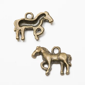  60 ks retro kovové zliatiny zinku kôň prívesok pre DIY handmade šperkov náhrdelník, takže 7804