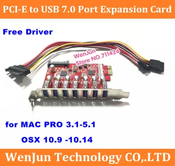  Vysoká Rýchlosť Mac Pro USB 3.0 7port PCI-E X1 Rozširujúca Karta Pre MAC OSX 10.8-10.14 / Windows USB3.0 Urýchľovač karty