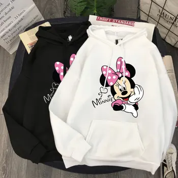  Disney karikatúry vytlačené sveter ženy zábava hip hop Minnie tlač jesenné a zimné móda Harajuku štýl hoodie Mužov Mickey Hoodie