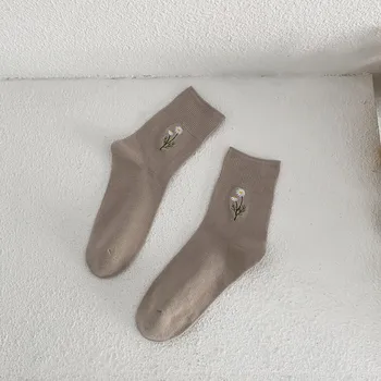  Výšivky Kvet Ženu Ponožky 2020 Jeseň Zimné Móda Bavlna Dlhé Ponožky pre Ženy Harajuku Vintage Streetwear Posádky Ponožky