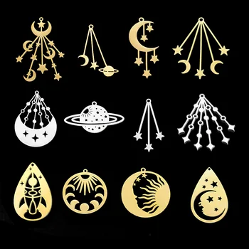  5 ks/veľa Nehrdzavejúcej Ocele, Hviezdy, Mesiac, Planéty Prívesok Charms pre náhrdelníky Veľkoobchod Priestor zobrazili kľúčové tlačidlá pre DIY Šperky Robiť