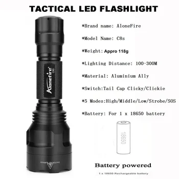  AloneFire Ultra Svetlé Baterka Taktické pochodeň C8 XML-T6 L2 U3 LED Cestovanie Kemping Lanterna zaklamp Ručné Baterky lampy