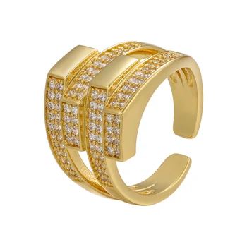  ZHUKOU NOVÉ mosadz tvorivé troch-dimenzionální otvorenie krúžku pre ženy zlato strieborná farba cubic zirconia krúžok šperky veľkoobchod VJ262
