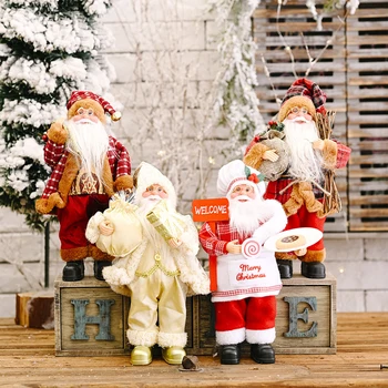  Novinka Handričkou Vianočné Bábiky Vynikajúce Stojace Santa Claus Hračky Deti Radostné Feastival Vianočné Darčeky Domov Dekoratívne Ozdoby
