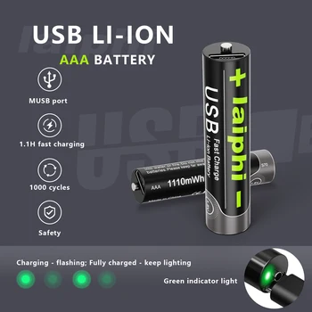  1.5 V AAA USB lítium-iónová batéria 740mah kapacity lítium-polymérová USB nabíjateľné lítium-usb aaa batérie