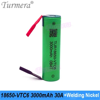  Turmera 2021 18650 VTC6 3000mAh Batérie 30A Spájkovanie Nickels pre 12V 14,4 V 18V 21V 25V Elektrická Vŕtačka Skrutkovač Batérie požívajte
