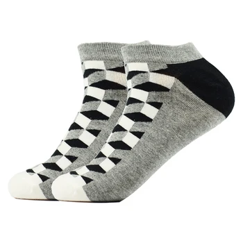  Pánske Členkové Ponožky Bežné Zábavné Neviditeľné Novinka Farebné Letné Šťastný Česanej Bavlny, Kvalitného Obchodného Krátke Kockované Šaty Loď Sox