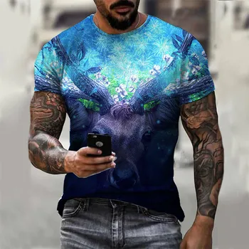  Pánske Krátke Rukávy Oblečenia T-Shirts Rýchle Suché A Priedušná 3D Dizajn S Digitálna Tlač Ulici okolo Krku Oblečenie 6XL