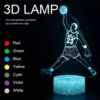  Basketbal Akryl Lampa 3d Ilúziu, Svetlá Noc Led osvetlenie Miestnosti Spálňa Decor Valentines Day Darček Náladu Darčeky pre Tabuľke Usb Víla