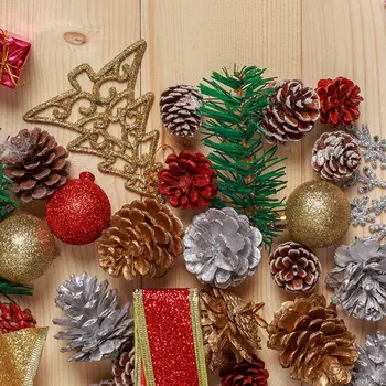  9pcs/Set Dreva Pinecone Lopty Pre Domáce Kancelárske Party Dekorácie, Ozdoby na Vianočný Stromček Visí Borovicové Šišky 3-4cm