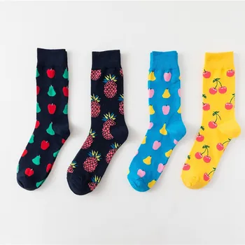  1Pair Ženy Posádky Ponožky Zábavné Roztomilý Kreslený Ovocie, Banán, Avokádo, banány, Ananás, Citrón Vajcia Radi Japonské Harajuku skateboard Ponožky
