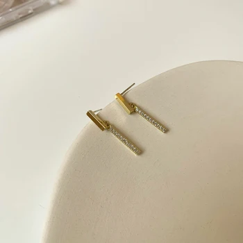  Ženy Šperky, Kovové Náušnice Jednoducho Dizajnoch Vysokej Kvality Lesklý Crystal Golden Pokovovanie Stick Drop Náušnice Pre Ženy, Darčeky