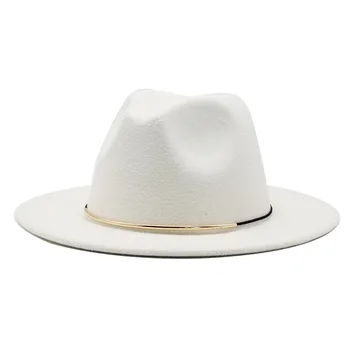  Fedora klobúky mužov klobúky dámy cítil veľkoobchod jazz stožiare, kovové príslušenstvo Panama plytké top fedora klobúky шляпа женская