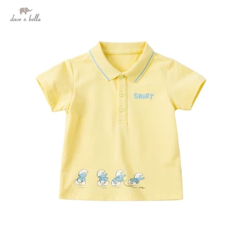  DBX17981 dave bella letné baby chlapci bežné cartoon list vytlačiť T-shirt deti topy deti chlapec tees móda