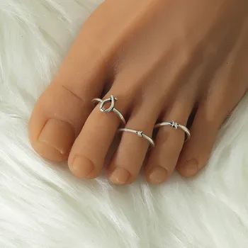  3ks Nohy Prstene pre Ženy Geometrie Striebristé Šperky Prsta Nohy Prstene Dámske Módne Jednoduché Nohy Krúžok Spoločné Nohy Krúžok Strany Žien