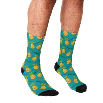  Vtipné pánske ponožky Fineapple Ananás je Ovocie Vzor Vytlačené hip hop Muži Radi roztomilé Ponožky chlapcov street štýl Crazy Ponožky pre mužov