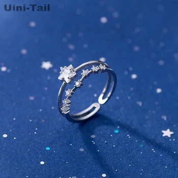 Uini-Chvost horúca novinka 925 sterling silver veľkosť star mikro vykladané otvoriť krúžok temperamentu osobnosti jednoduché čerstvé módne šperky