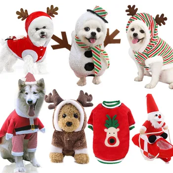  Pes, Mačka Vianočné Pet Oblečenie Mačky Puppy Teplé Oblečenie, Halloween Cosplay Parohy Snehuliak Starý Muž Psa Kostým Jeseň/Zima Oblečenie