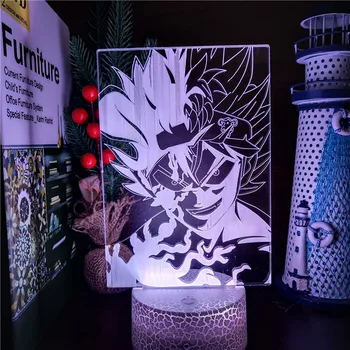  Black Ďatelina Asta Anime 3D Lampa LED Ilúziu, Noc, Svetlo, Farby Lampara Výzdoba pre Izba RGB stolná Lampa Manga Dary