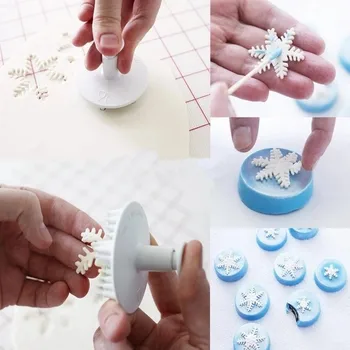  3ks/Set Snowflake Piest Formy Cake Zdobenie Nástroj DIY Biscuit Cookie Frézy Cupcake Plesne Fondant Rezanie Pečiva Fréza