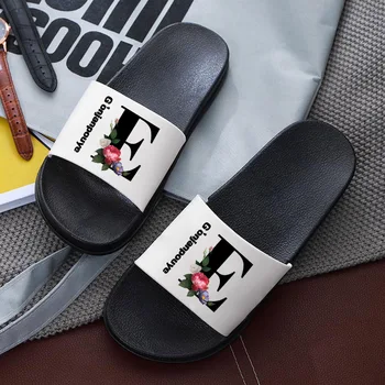  26 anglickej Abecedy Ženy Domáce Papuče Pár Listov Ploché Sandále Vonkajšie Anti-slip flip flops Vnútorné papuče Dámy Listov