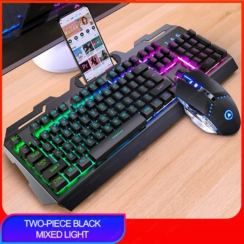  104 Kľúče Gaming Keyboard Mouse Headset Kombá Mechanické Cítiť Hru Klávesnice 3200DPI Myši, Slúchadlá, Nastavený pre PC Gamer