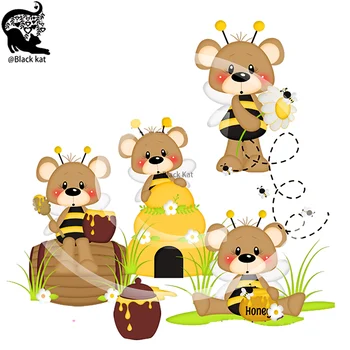  Nové Medveď Hrať Bee Rezanie Zomrie Sladký Med Kovové Šablóny Pre DIY Scrapbooking Karty Plavidlá