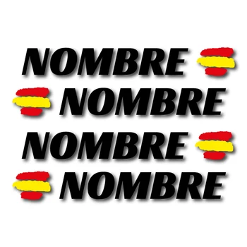  4 x vlajkou Španielska názov nálepky vinyl prilba BTT bicykli prispôsobiteľné