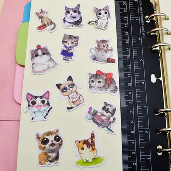  30pcs Kawaii Vodné farby Štýl Tvorivé Cute Cat Nálepky Self-made zvierat, papierové Nálepky/ Dievčatá notebook Nálepky