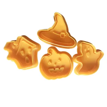  4pcs Halloween tekvica ghost tému plastové cookie vzorkovníka fondant remeselná výroba čokolády formy cake zdobenie nástroj
