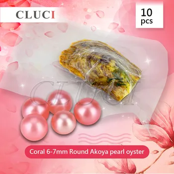  CLUCI triedy 10pcs 6-7mm Akoya Coral farebné Perly v Ustrice s vákuové balenie, Farebné Kolo pre Šperky, Takže WP155SB
