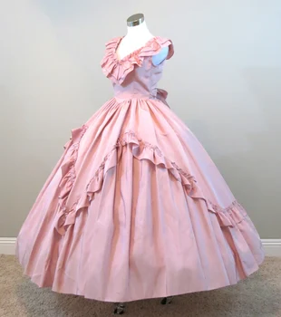  Prašnom Ružová plesové Šaty Občianskej vojny kostým renesancie šaty saténové šaty