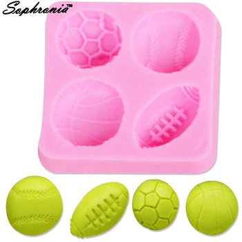  Sophronia Mini Futbal, Basketbal Pol Futbal a Rugby, Tenis Tvar Gule DIY Silikónové Formy Fondant Cake Decoration Plesne M214
