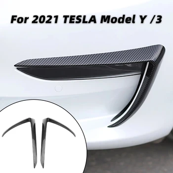  Pre Tesla Uhlíkových Vlákien ABS Interiérové Doplnky Pre Tesla Model 3 Y 2021 Pre Predné Hmlové Svetlo Dvere Rám Orezania Obočie Modifikácia