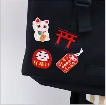  Japonský svätyne fortune mačka torii výšivky patch nálepky oblečenie, klobúk telefón nálepky Plánovač Dekorácie Denník Remeselníci nálepky