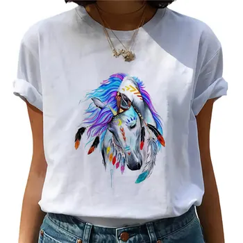  Letné Oblečenie 2021 Žien T-shirts Akvarel Tlač Zvierat Žena Módy Nadrozmerné T-shirt Voľný čas Streetwear Žena topy