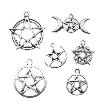  10pcs Antique Silver Farba Star, Šarm, Prívesky, Šperky, Doplnky Pentagram zobrazili kľúčové tlačidlá Pre Šperky Robiť